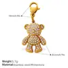 Moda Europeia e Americana Estilo Retrô Exquisito Cravejado com Diamantes Urso 3D Fecho Lagosta Pingente Pulseira Colar DIY Acessórios de Joias