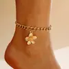 Joia Transfronteiriça Europeia e Americana, Design Moderno e Simples de Liga Metálica com Textura Plissada, Tornozeleira Versátil Floral Feminina