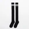 Calcetines Personalizados de Micro Presión para Otoño e Invierno, Delgados, con Tres Rayas Bordadas, Hasta la Rodilla, Calcetines Largos, Calcetines de Algodón, Calcetines para Mujer, Hasta el Muslo