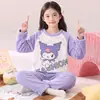 Pijama Masculino Outono e Inverno Flanela Pelúcia Fina Manga Longa Conjunto Meninas Crianças Médias e Grandes Estudantes Roupas de Casa Meninos Novo Estilo