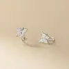 Brincos Ear Cuff Borboleta Cravejados com Diamantes Estilo Floresta Simples e Elegantes de Nicho Prata de Lei S925 Nalan M00147
