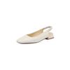 Basic All-match Full Leather Tamanho Tamanho Reembolsável 2022 Primavera/Verão Salto Baixo Quadrado-dedo Costas Vazio Sapatos de camada única Couro Feminino Bow-toe Sandálias