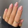 Unhas Portáteis Transfronteiriças, Unhas Postiças Portáteis Simples de Cor Sólida Degradê, Unhas Portáteis Prontas, Adesivos de Unha Portáteis Estilo Longo