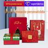 Caixa de Embalagem Personalizada com Logo para Presente de Natal Vermelha Festiva Papel Duplex Laminado Caixa de Presente de Natal da Fábrica de Shenzhen