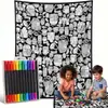 Manta multifuncional, dibujada a mano, en blanco y negro, para uso doméstico, adecuada para siestas, venta al por mayor, con dibujos lineales, diseños casuales, DIY y creativos