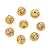 Cobre Gota de Aceite Tallado Flor Hueca Cuentas Redondas Cuentas Espaciadoras Cuentas Sueltas Pulsera DIY Joyería con Agujero Pasante Cuentas de Transferencia Accesorios