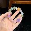 Pulsera de Cristal Multi-Tesoro Natural Soñadora, Elegante Regalo de Cumpleaños para Novia y Mejor Amiga, Amatista, Cristal Rosa, Fluorita Verde, Azul Océano