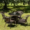 Mesa de Té y Silla de Balcón Silla de Ratán Combinación de Tres Piezas Mesa de Té Cuadrada Silla de Ratán para Patio Ratán para Exterior Mesa y Silla para Exterior