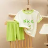 Ropa de Verano para Bebés Niños Niñas Algodón Puro Nuevo Estilo Conjunto Ropa para Casa Pantalones Cortos