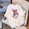 Camiseta Blanca de Manga Corta de Algodón Puro para Mujer Estilo Retro Americano Verano 2025 Nuevo Estilo Holgada Tallas Grandes Tops Venta al por Mayor Dropshipping