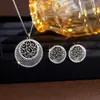 Moda en joyería árabe de Oriente Medio, collar circular hueco de circonita y conjunto de pendientes, accesorios para vestido de novia