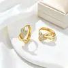 Brincos minimalistas de coração duplo Xuping, transfronteiriços europeus e americanos, liga de cobre, modernos, nicho, em forma de coração, argolas elegantes, atacado