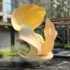 Fuente de Agua de Acero Inoxidable Jade Sintético Escultura Circular Fabricante Personalizado Espejo de Superficie Irregular Grande Adorno de Paisaje Abstracto