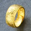 Anel Ajustável Popular de Balcão Banhado a Ouro 24K para Homens, Joias Douradas com Acabamento de Areia, Anel Largo Banhado a Ouro Imitando Latão