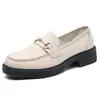 Zapatos Pequeños de Cuero Estilo Británico con Suela Gruesa para Mujer, Tacón Medio, Nuevo Modelo Primavera 2026, Tallas 33-40, Mocasines Gruesos de Cuero Genuino Estudiante para Mujer