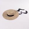 Sombrero de paja de algas marinas tejido a mano, con alero grande y parte superior plana, para viajes al aire libre, protector solar, para playa, con correas, novedad de primavera y verano.