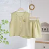 Conjunto de Chaleco Delgado de Verano para Niños, Ligero, Transpirable, Cómodo y Lindo, Conjunto de Dos Piezas de Cárdigan sin Mangas y Shorts para Bebés Niños