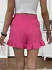 Moda Europeia e Americana Versátil Transfronteiriço Cor Sólida Design de Gravata Shorts Elegantes Femininos