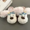 Pantuflas de Peluche de Perro Orejón para Niñas Invierno 2026, Estilo Lindo, Suela Gruesa, Antideslizantes, Uso en Casa, Pantuflas Peludas para Niñas Jóvenes