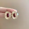 Estilo Pintura al Óleo Jardín de Monet Pendientes de Flor de Amor Perla Pendientes de Temperamento de Moda Lujo Ligero Pendientes de Gama Alta Venta al por Mayor
