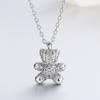 Collar de Oso de Diamantes Completos para Mujer, Moderno, Simple, Personalidad Elegante, Celebridad de Internet, Exquisito Colgante de Cadena para Clavícula para Regalo de Cumpleaños de Novia