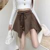 Falda Vintage Jin Bukang Gamuza talla grande Falda Cintura Alta Falda Nueva Irregular Línea A Falda Paraguas Otoño e Invierno