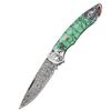 Navaja plegable de acero de Damasco, Cuchillo para fruta, Cuchillo portátil para exteriores, Cuchillo hecho a mano, Mango de turquesa, Cuchillo pequeño, Transfronterizo