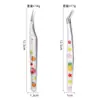 Pegatinas Decorativas de Resina con Purpurina, Pinzas Ultra-afiladas, Herramientas de Extensión de Pestañas Tratadas Térmicamente de Alta Precisión, Pinzas de Pluma Dorada, Pinzas de Delfín para Arte con Cuentas