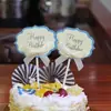 Tarjeta de firma de feliz cumpleaños nota de felicitación decoración de tarjeta de pastel decoración de mesa de postres de fiesta banderín insertable