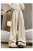 Pantalones Blancos Estilo Japonés Yamamoto para Mujer, Nuevos de Verano de Cintura Alta Adelgazantes Petite Caídos Largos, Pantalones de Pierna Ancha de Seda de Leche