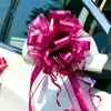 Decoração de Natal Transfronteiriça 6,4cm Tamanho Grande Flor Puxada à Mão Arranjo de Casamento Decoração de Carro de Casamento Bola de Flores Fita