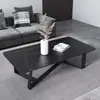 Mesa de café de imitación de losa de roca de lujo ligero para sala de estar, hogar, nuevo, cuadrada, para balcón, mesa de té para casa de alquiler, mesa de café simple para apartamento pequeño