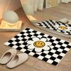 Alfombra de Piso de Cachemira Imitación Estilo Ins de Dibujos Animados Transfronterizo con Cara Sonriente para Hogar, Baño, Absorbente de Agua, Antideslizante, Alfombrilla para Pies, Alfombrilla de Entrada para Baño