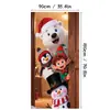 Cortina Decorativa de Porta de Natal Cortina Pendurada Tema de Natal Decoração de Feriado para Casa Loja Cortina de Porta Estampada com Padrão Vermelho e Verde Transfronteiriça