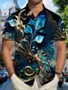 Nova Camisa Masculina Casual de Verão 2025, Versátil, Moderna, com Estampa, Manga Curta, Impressão 3D