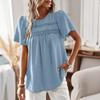 Top de Patchwork Redondo de Amazon Desarrollado y Diseñado de Forma Independiente Camisa Suelta para Mujer Color Sólido Primavera/Verano 2026