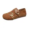 Zapatos Bajos Individuales Retro de Gamuza Francesa para Mujer Otoño 2026 Nuevos Planos de Doble Uso Suela Suave Punta Redonda Mary Janes Birkenstocks