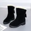 Botas de Neve de Outono e Inverno Botas Curtas Femininas Sapatos Femininos Forradas com Lã Grossas Botas Curtas Quentes Calçados de Algodão de Uso Duplo Botas Femininas