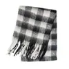 Cachecol de Lã Círculo de Comércio Exterior Feminino de Inverno Xale Xadrez Arco-Íris Dupla Face Cachecol de Mohair Combinando Cores Ac Mesmo Estilo Franja