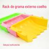 Suporte externo de palha para coelhos, chinchilas, porquinhos da índia, caixa de comida com estrutura externa de palha