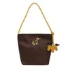 Bolsa de Balde de Nylon Bordada com Pônei de Luxo Modelo Novo 2026 Cor Sólida Simples Versátil Bolsa de Ombro de Verão Tendência