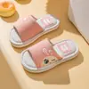 Pantuflas de Lino para Cuatro Estaciones para Pisos de Madera, Bordado de Dibujos Animados para el Hogar, para Padres e Hijos, Hombres, Mujeres y Niños, Pantuflas Caseras, Venta al por Mayor, Silenciosas
