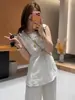 Camisa sem mangas de alta qualidade em algodão e linho estilo coreano para mulheres, Novo estilo Verão 2026, Corte solto, Emagrecedor, Versátil, Ajuste na cintura, Top liso