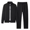Conjunto Esportivo para Homens de Meia-Idade e Idosos, Tamanho Grande, Estilo Primavera e Outono 2026, Moletom com Gola Alta, Cardigã, Conjunto Casual de Duas Peças para Pai