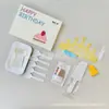 Bolo de Aniversário Descartável Seis Peças Talheres Caixa de Presente Suprimentos de Confeitaria Podem Ser Combinados Livremente Vela Garfo Faca Prato Combinação