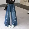Jeans para Niños 2026 Nuevo Estilo Coreano Primavera y Otoño Pantalones Rectos Elegantes de Pierna Ancha para Niñas, Pantalones Sueltos de Otoño para Niños Mayores