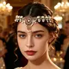 Ventas Directas de Fábrica Transfronterizo Estilo Retro Indio Europeo y Americano Exagerado Tocados Cadena para el Cabello Lujo Full Diamante Perla Gota de Agua Cadena para el Cabello