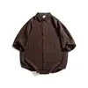 Beijie Moda Masculina 2026 Verão Novo Estilo Manga Morcego Oversized Manga Curta Camisa Masculina Cor Sólida Camisa de Trabalho Jaqueta Ins
