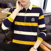 Camisa Polo de Manga Larga de Otoño para Hombre Joven de Negocios Cuello Camisero Camiseta Moda Casual Ropa de Otoño Corte Ajustado Camisa Base para Hombre