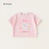 Bangxuan Huzhou Zhili Roupa Infantil Meninas Manga Curta Desenho Animado Pônei Camiseta Infantil Top Rosa Doce Roupa de Verão para Bebê